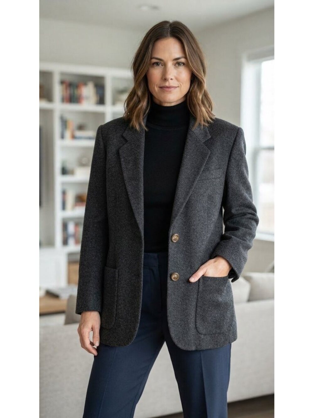 Chaus Women's Gray Wool Blend Blazer Size 16